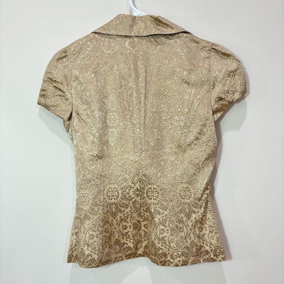 VTG Y2K Arden B Gold Jacket Tapestry Jaquard Print XS Tailored Career 90s Fitted - Picture 6 of 9